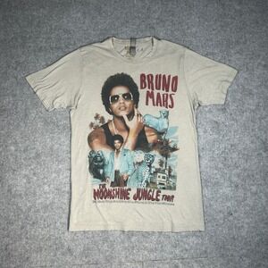 Bruno Mars T Shirt Mens Small Tan Moonshine Jungle Tour 2013 Graphic Concert Tee